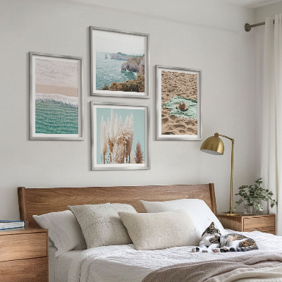 Multi-piece wall decor set Beach waves grass hat
