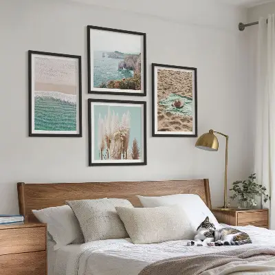 Multi-piece wall decor set beach waves grass hat design