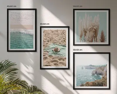 Multi-piece wall decor set beach waves grass hat design