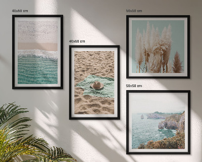 Multi-piece wall decor set Beach waves grass hat