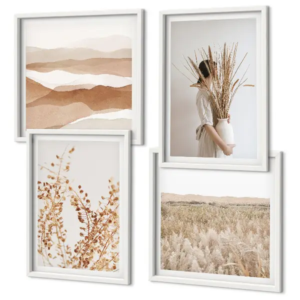 Wall art set with bohemian plant motifs