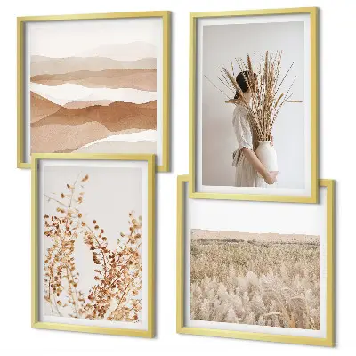 Wall art set with bohemian plant motifs