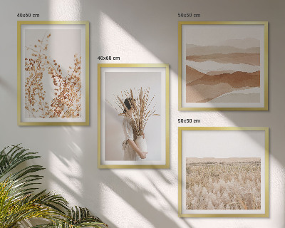 Wall art set Plant motifs boho style