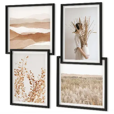Wall art set with bohemian plant motifs