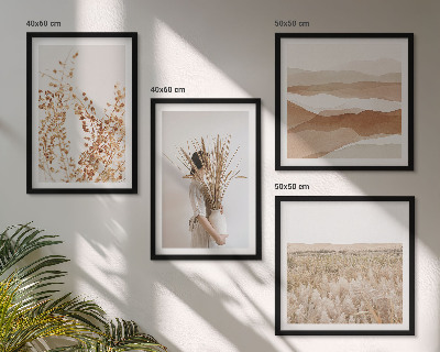 Wall art set Plant motifs boho style