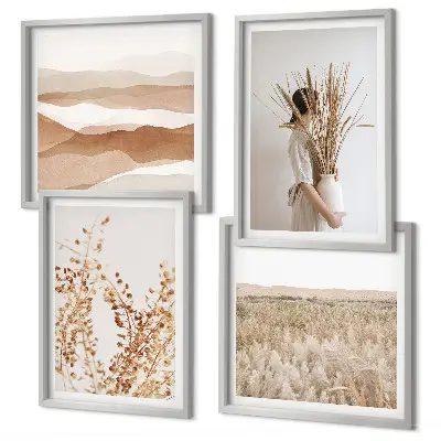 Wall art set with bohemian plant motifs