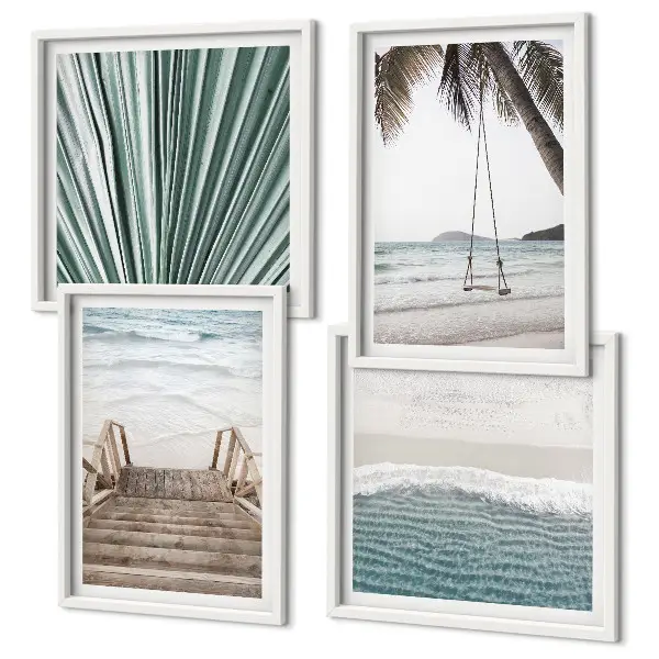 Tropical vacation wall art set of 4 pieces