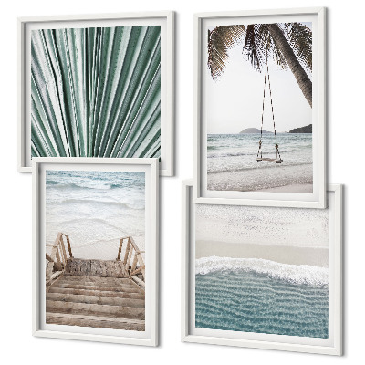 Set of 4 wall art pieces Tropical vacation