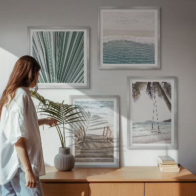 Set of 4 wall art pieces Tropical vacation