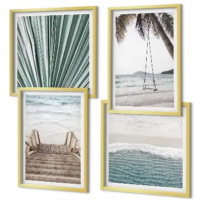 Tropical vacation wall art set of 4 pieces