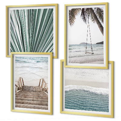 Set of 4 wall art pieces Tropical vacation