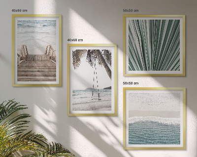 Set of 4 wall art pieces Tropical vacation