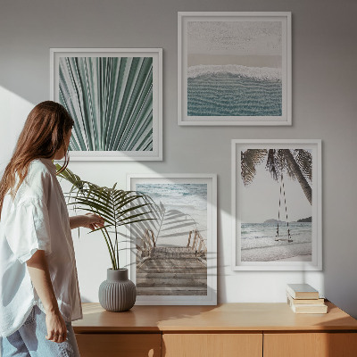 Set of 4 wall art pieces Tropical vacation