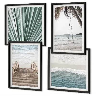 Tropical vacation wall art set of 4 pieces