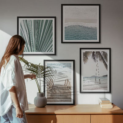 Set of 4 wall art pieces Tropical vacation