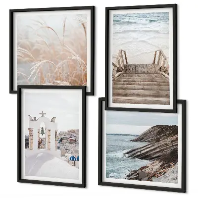 Wall art set Santorini sea architecture