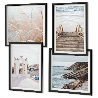 Wall art set Sea architecture Santorini