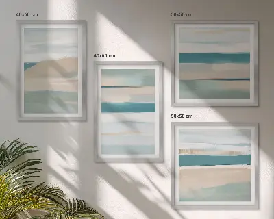 Abstract blue landscapes wall art set of 4 pieces