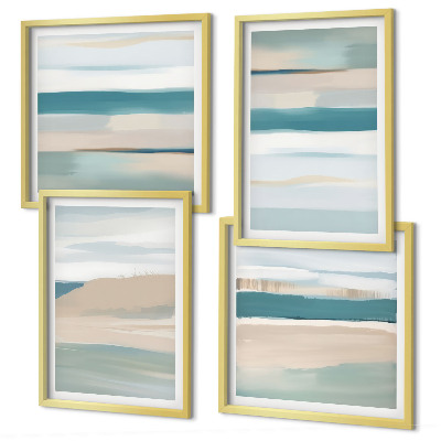 Set of 4 wall art pieces Abstract blue landscapes