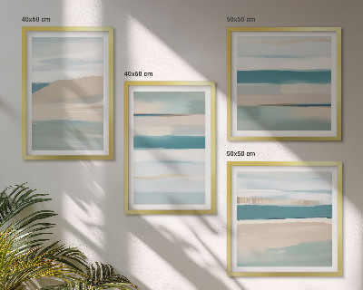 Set of 4 wall art pieces Abstract blue landscapes