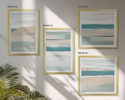 Abstract blue landscapes wall art set of 4 pieces