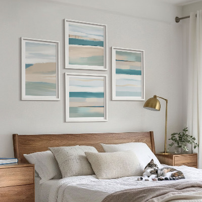 Set of 4 wall art pieces Abstract blue landscapes