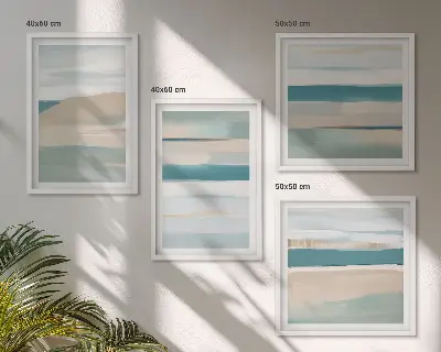 Abstract blue landscapes wall art set of 4 pieces