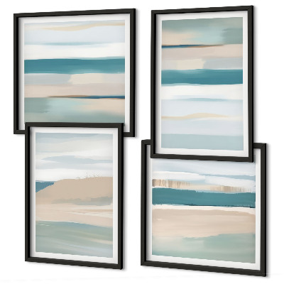 Set of 4 wall art pieces Abstract blue landscapes
