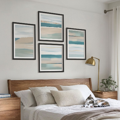Set of 4 wall art pieces Abstract blue landscapes