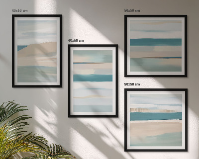 Set of 4 wall art pieces Abstract blue landscapes