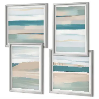 Abstract blue landscapes wall art set of 4 pieces
