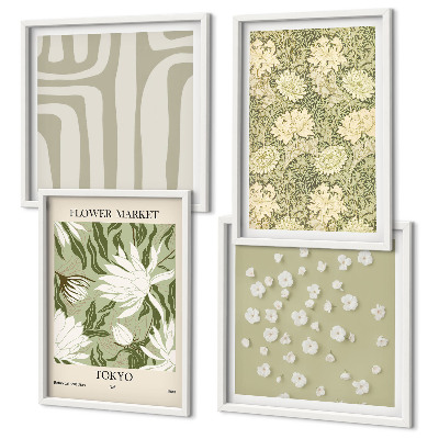 Wall art set Boho plant pastel compositions