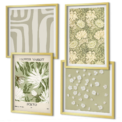 Wall art set Boho plant pastel compositions
