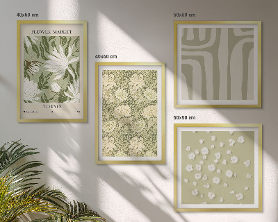 Wall art set Boho plant pastel compositions