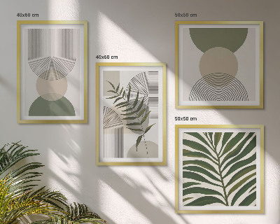 Set of 4 wall art pieces Abstract leaves boho style