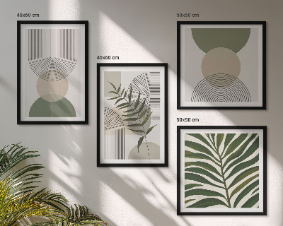 Set of 4 wall art pieces Abstract leaves boho style