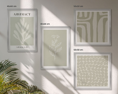 Wall art set Plant and geometric patterns