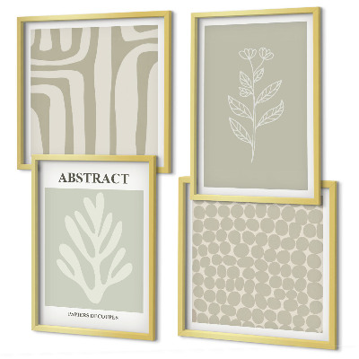 Wall art set Plant and geometric patterns