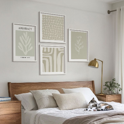 Wall art set Plant and geometric patterns