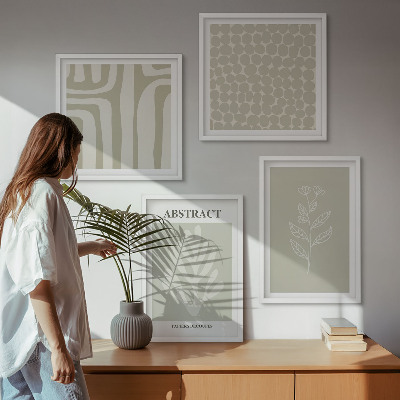Wall art set Plant and geometric patterns