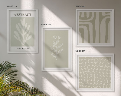 Wall art set Plant and geometric patterns