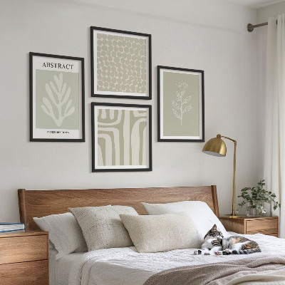 Wall art set Plant and geometric patterns