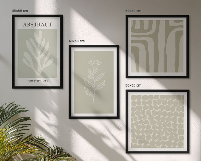 Wall art set Plant and geometric patterns