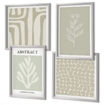 Wall art set Plant and geometric patterns