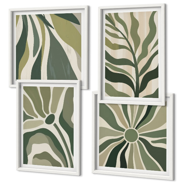 Multi-piece wall decor set Painted leaves with green