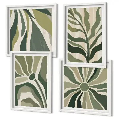 Multi-piece wall decor set painted leaves in green