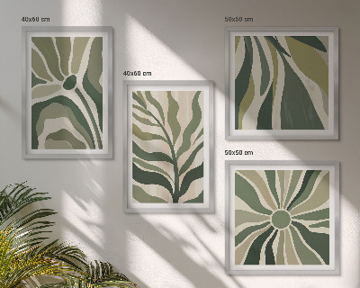 Multi-piece wall decor set Painted leaves with green