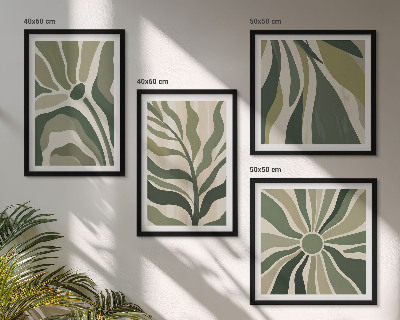 Multi-piece wall decor set Painted leaves with green