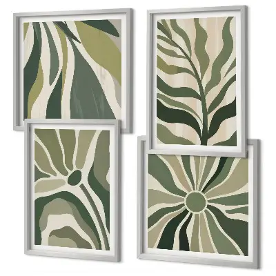 Multi-piece wall decor set painted leaves in green