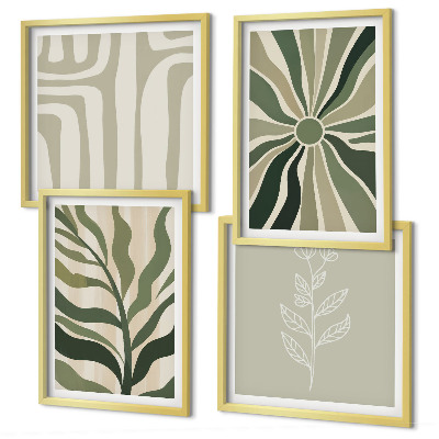 Wall art set Plant patterns green minimalism